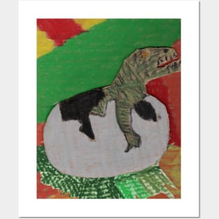 DINOSAUR EGG - Oil Pastel Art Posters and Art